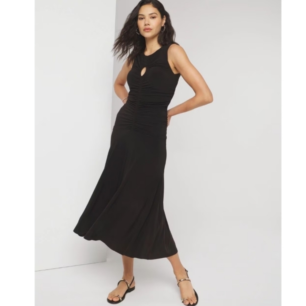 White House Black Market Keyhole Jersey Ruched Maxi Dress